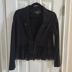 RXB Black Unique Victorian Jacket w/ Mesh Ruffles